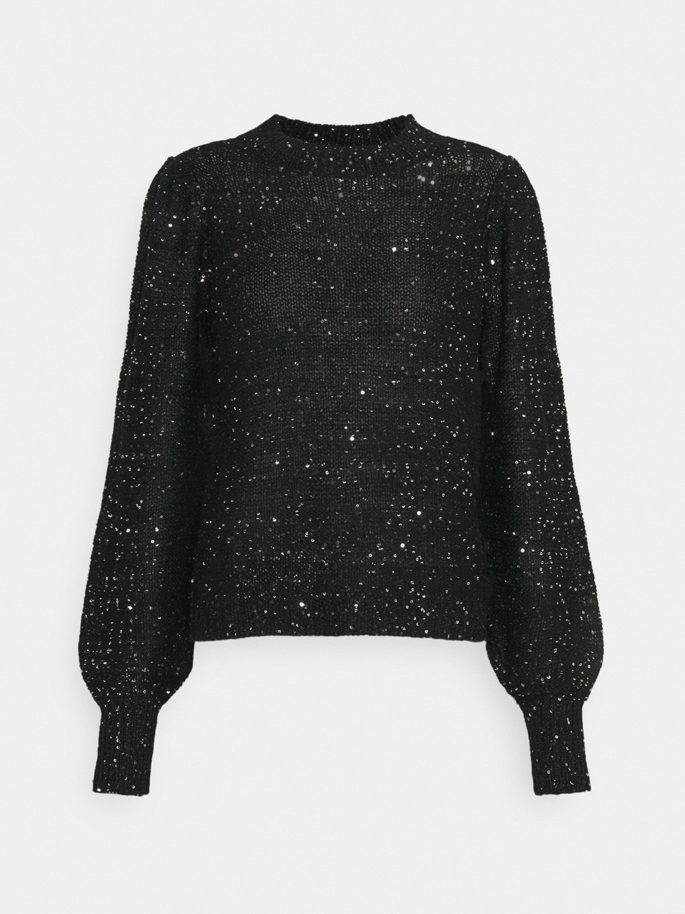 Vero Moda Black Sequin Sweater with Puff Sleeve - Small